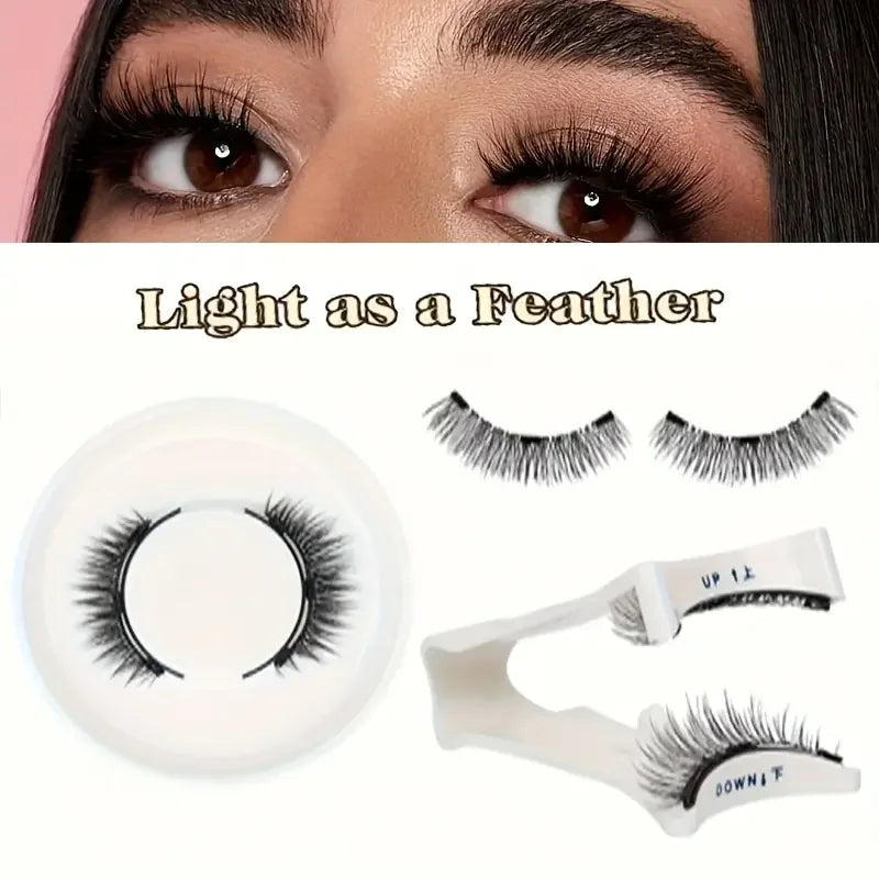 Magnetic False Eyelashes Set Easy Wear No Glue Waterproof Reusable Includes Eyelash Curler for Natural Attractive Makeup Effect