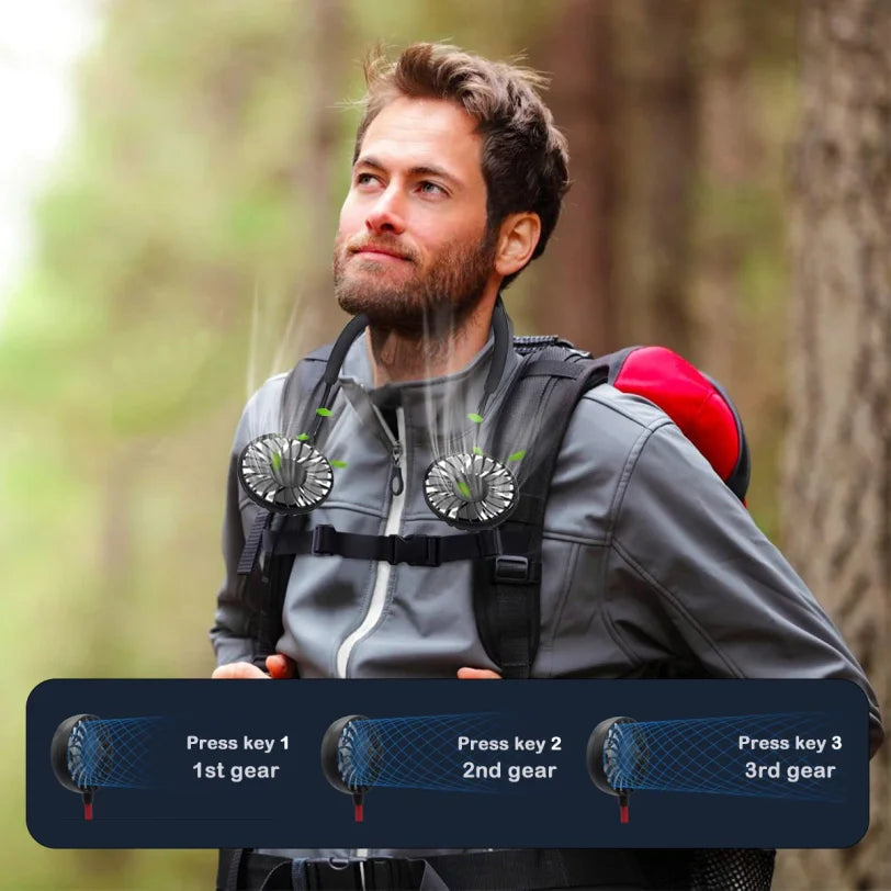 Neck Fan Rechargeable 2000mAh 3 Speeds Hands Free Wearable Fan Portable Personal Cooling Fan for Travel Outdoor Hot Sale