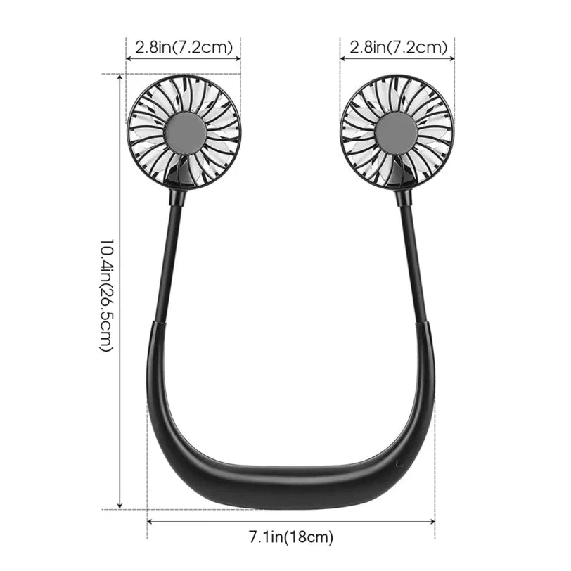 Neck Fan Rechargeable 2000mAh 3 Speeds Hands Free Wearable Fan Portable Personal Cooling Fan for Travel Outdoor Hot Sale