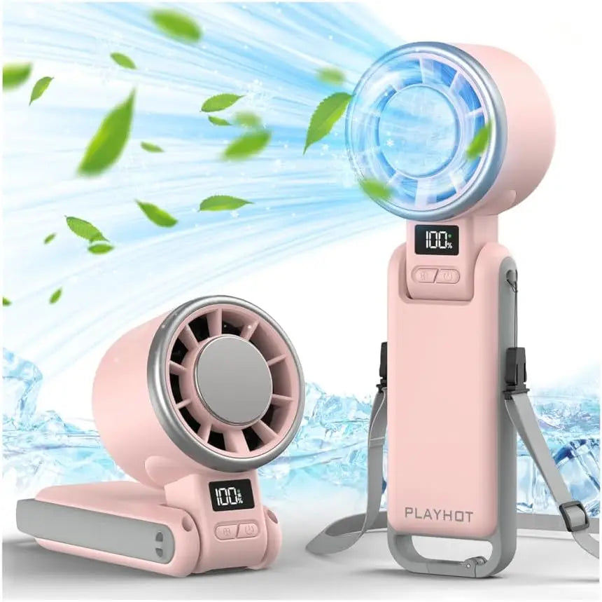 60°F Ice Cooling Portable Fan by PlayHot – 25550RPM, 12Hrs, 5 Speeds, 3-in-1 Hand/Neck/Desk