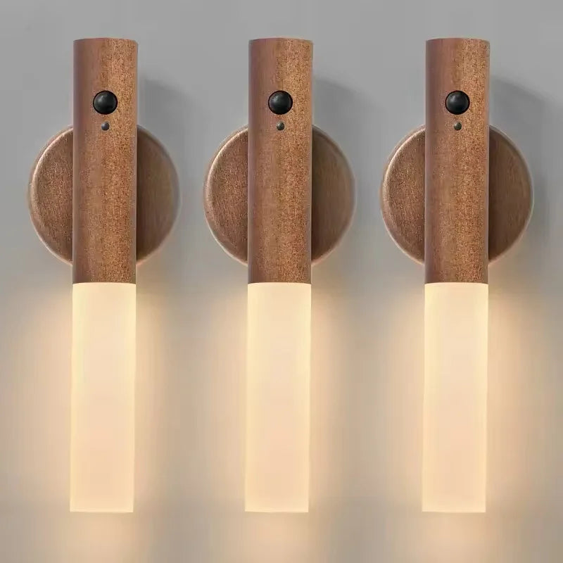 Smart Motion Sensor Night Light LED Rechargeable Magnetic Wall Lamp Portable for Hallway Bedroom Stairs Bathroom Cabinets Decor