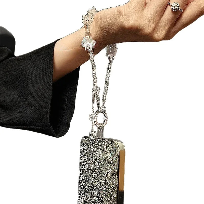 Mobile Phone Chain Short Wrist Portable Chain Colorful Flower Beaded Crystal Mobile Phone Chain Pendant Mobile Phone Lanyard