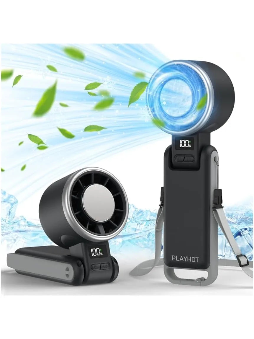 60°F Ice Cooling Portable Fan by PlayHot – 25550RPM, 12Hrs, 5 Speeds, 3-in-1 Hand/Neck/Desk