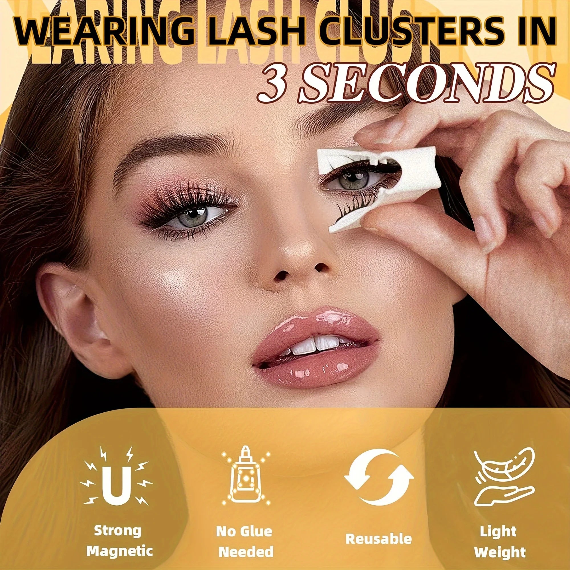 Magnetic False Eyelashes Set Easy Wear No Glue Waterproof Reusable Includes Eyelash Curler for Natural Attractive Makeup Effect