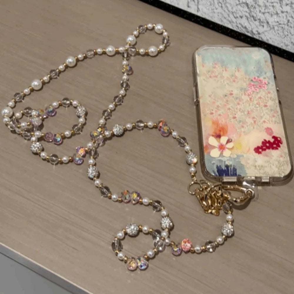 Bag Chain Beaded Crossbody Phone Chain Long-style Anti Loss Mobile Phone Crossbody Strap Sweet Colorful Phone Neck Straps