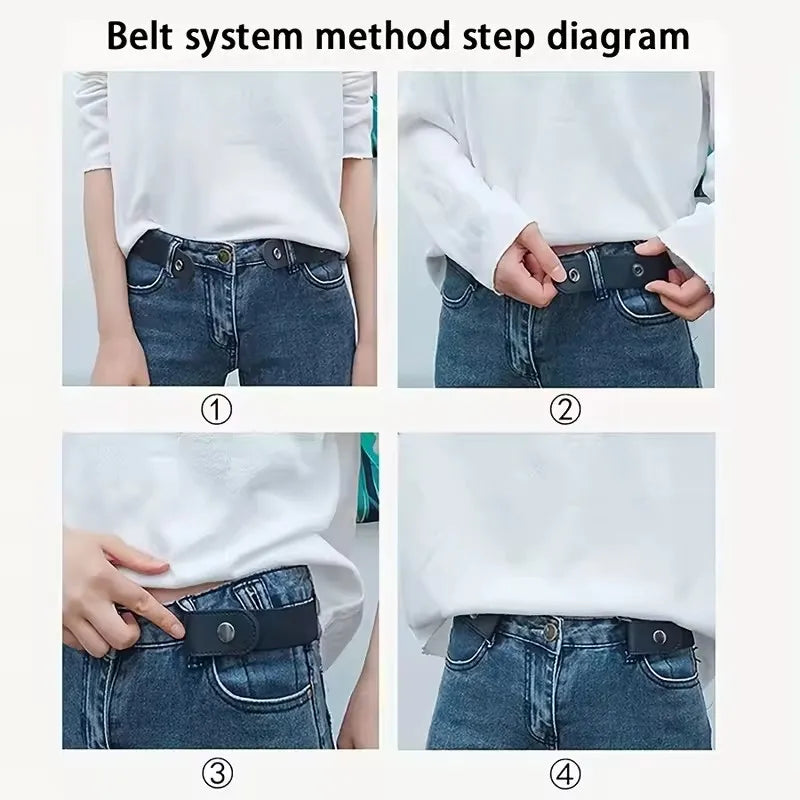 2pcs set No Buckle Elastic Belt For Women Men Unisex Stretch Belt For Pants Jeans Casual Buckle Free Adjustable Invisible Belts