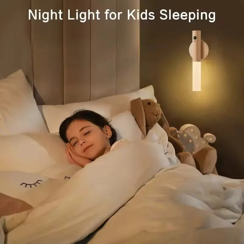 Smart Motion Sensor Night Light LED Rechargeable Magnetic Wall Lamp Portable for Hallway Bedroom Stairs Bathroom Cabinets Decor