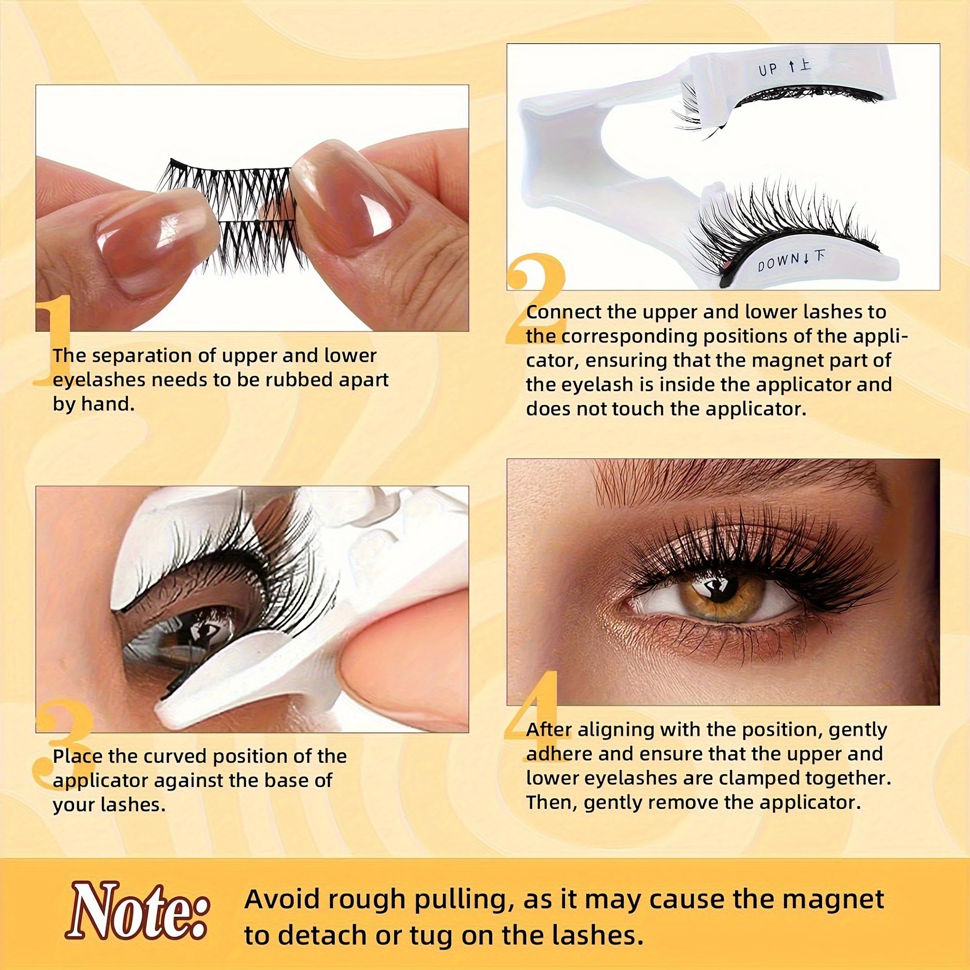 Magnetic False Eyelashes Set Easy Wear No Glue Waterproof Reusable Includes Eyelash Curler for Natural Attractive Makeup Effect