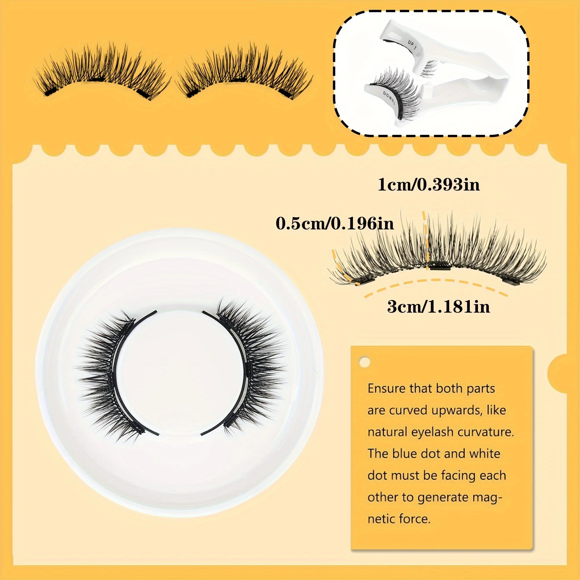 Magnetic False Eyelashes Set Easy Wear No Glue Waterproof Reusable Includes Eyelash Curler for Natural Attractive Makeup Effect