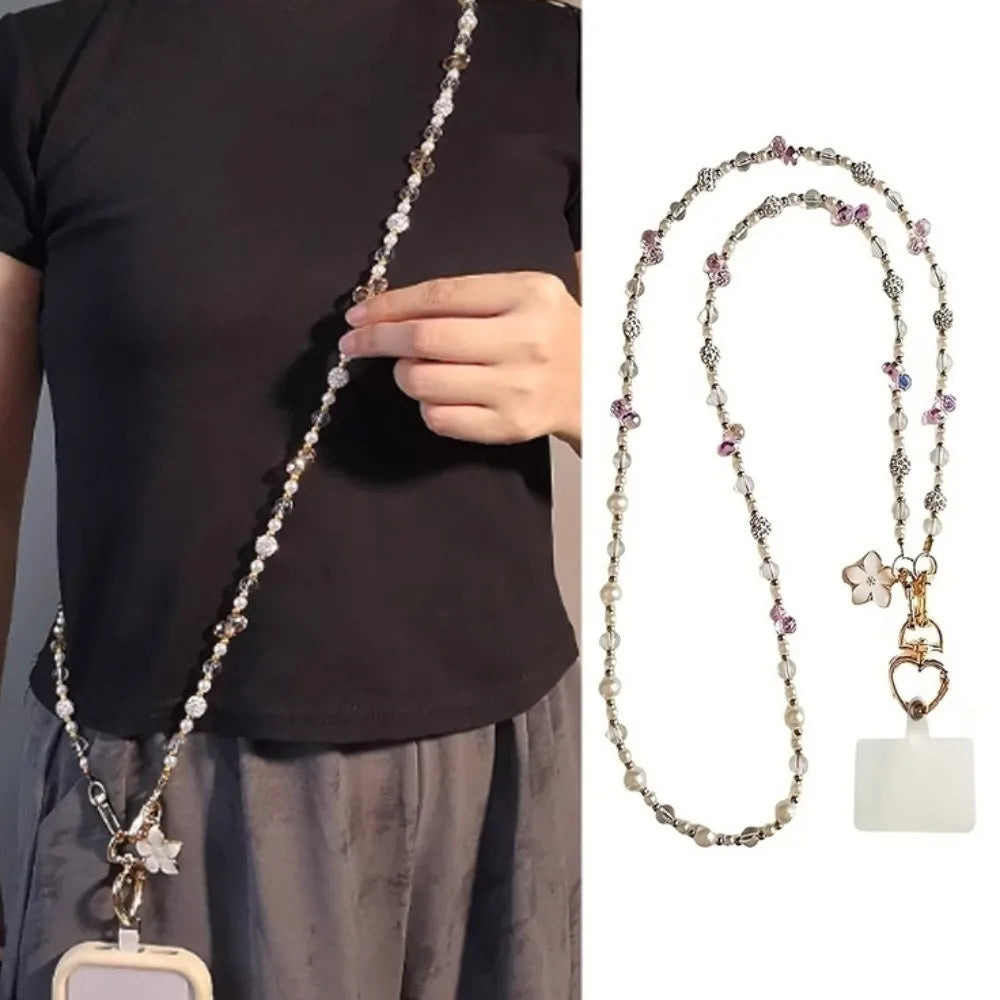 Bag Chain Beaded Crossbody Phone Chain Long-style Anti Loss Mobile Phone Crossbody Strap Sweet Colorful Phone Neck Straps