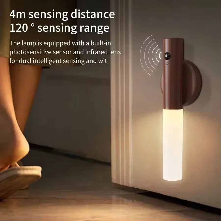 Smart Motion Sensor Night Light LED Rechargeable Magnetic Wall Lamp Portable for Hallway Bedroom Stairs Bathroom Cabinets Decor