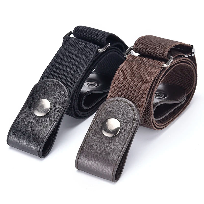 2pcs set No Buckle Elastic Belt For Women Men Unisex Stretch Belt For Pants Jeans Casual Buckle Free Adjustable Invisible Belts