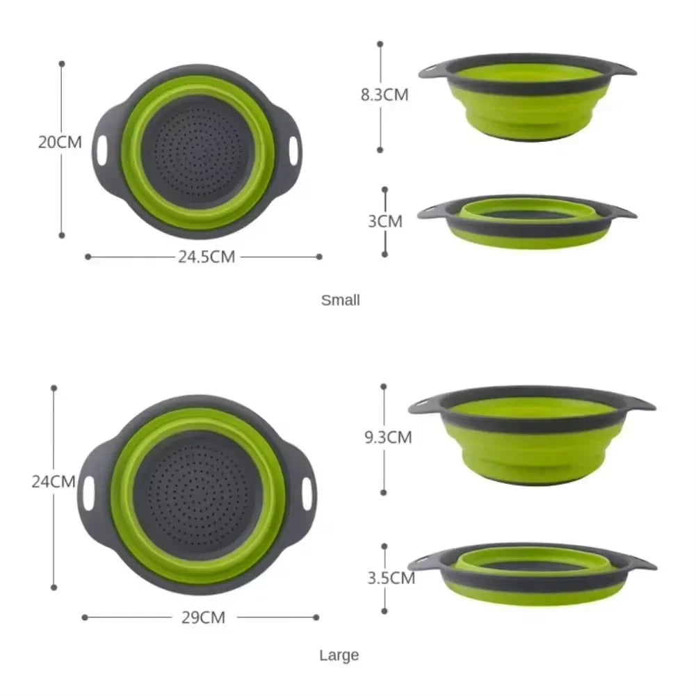 Round Folding Drain Basket Fruit Vegetable Washing Basket Foldable Strainer Colander Collapsible Drainer Kitchen Storage Tool