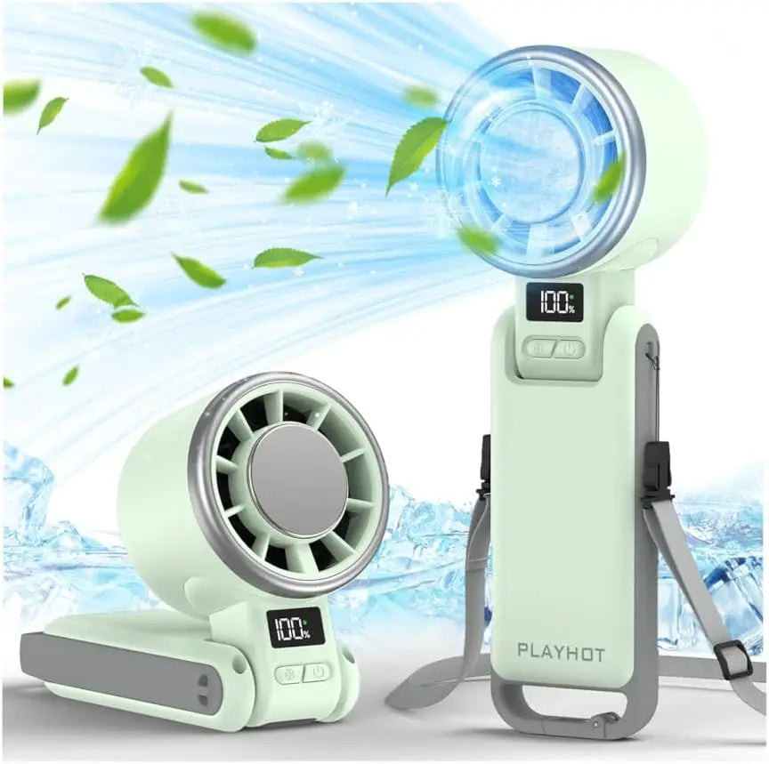 60°F Ice Cooling Portable Fan by PlayHot – 25550RPM, 12Hrs, 5 Speeds, 3-in-1 Hand/Neck/Desk
