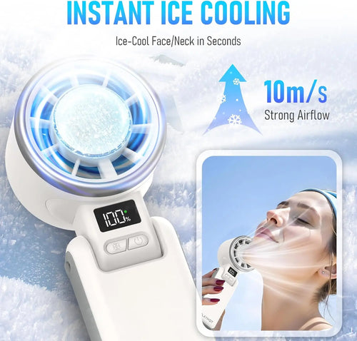 60°F Ice Cooling Portable Fan by PlayHot – 25550RPM, 12Hrs, 5 Speeds, 3-in-1 Hand/Neck/Desk