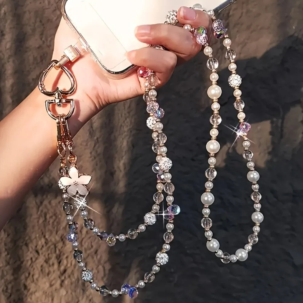 Bag Chain Beaded Crossbody Phone Chain Long-style Anti Loss Mobile Phone Crossbody Strap Sweet Colorful Phone Neck Straps