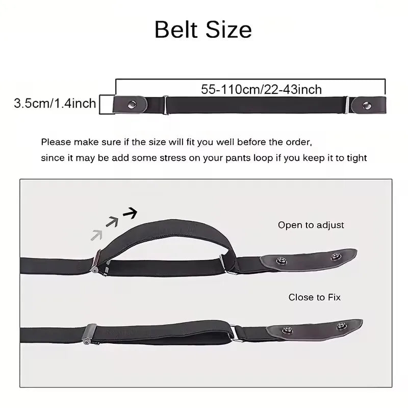 2pcs set No Buckle Elastic Belt For Women Men Unisex Stretch Belt For Pants Jeans Casual Buckle Free Adjustable Invisible Belts