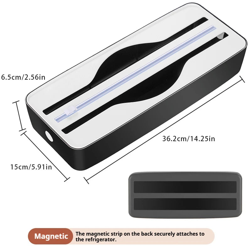 Double Slot Food Wrap Dispenser with Slide Cutter - Wall Mountable Kitchen Storage for Plastic Wrap and Foil Rolls